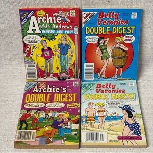 Lot of (4) Vintage Archie's Double Digest  & Betty and Veronica Comic Books